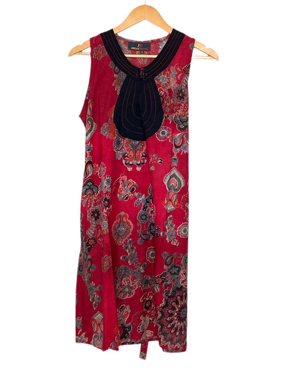 Junglee Billee Red Paisley Dress Sleeveless 100% Cotton Size Medium NWT